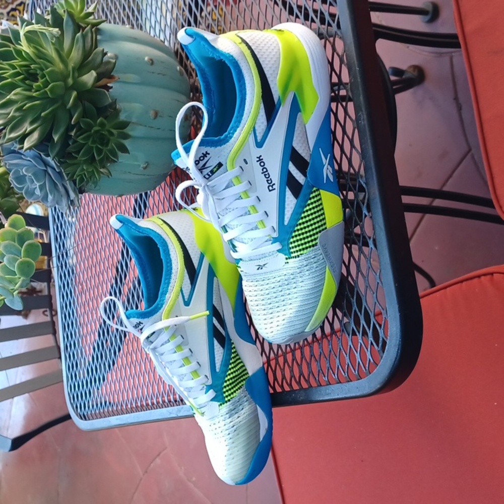 Reebok Nano Court White and Blue Sneakers with Digital lime Accents size 8 - Picture 6 of 10